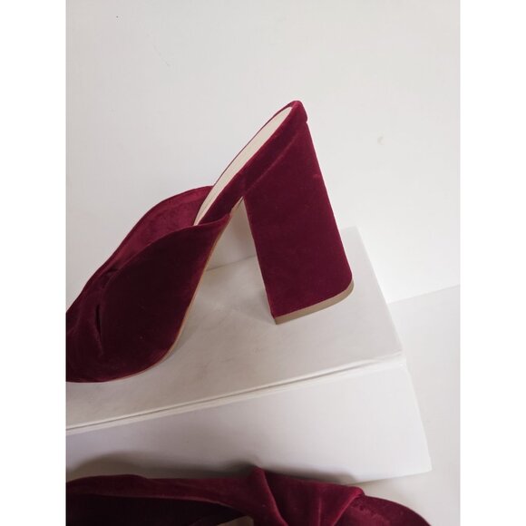 Loeffler Randall Laurel Twist Velvet Burgundy Mule Open Peep Toe Heels Sandals 9 - Picture 7 of 14